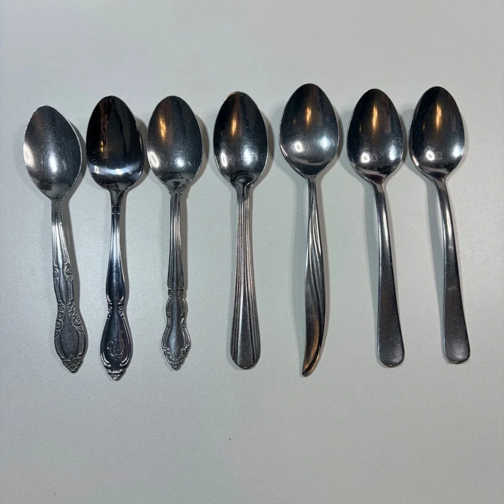 Mixed Lot 7 Stainless Steel Teaspoons Royal Household Customcraft Castle Court